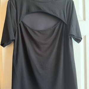 Ava & Viv Black Cutout Short Sleeve Top